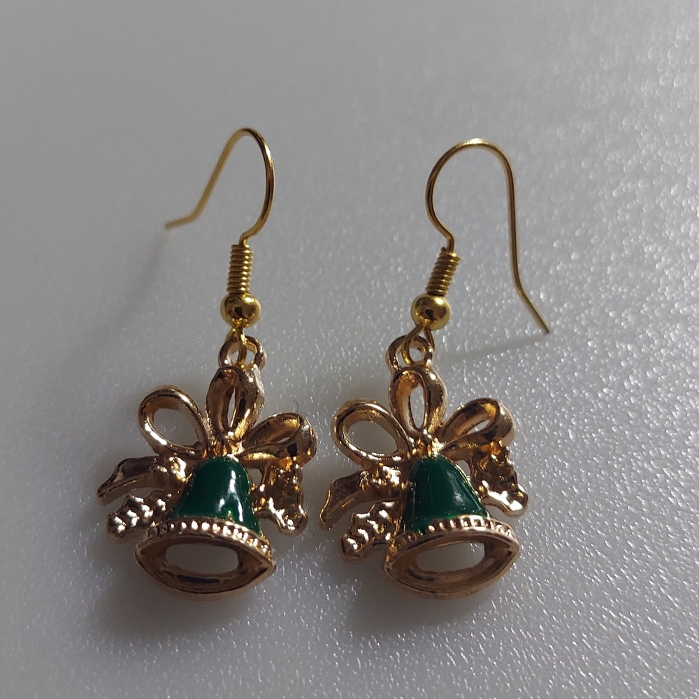 Christmas green Bell earrings